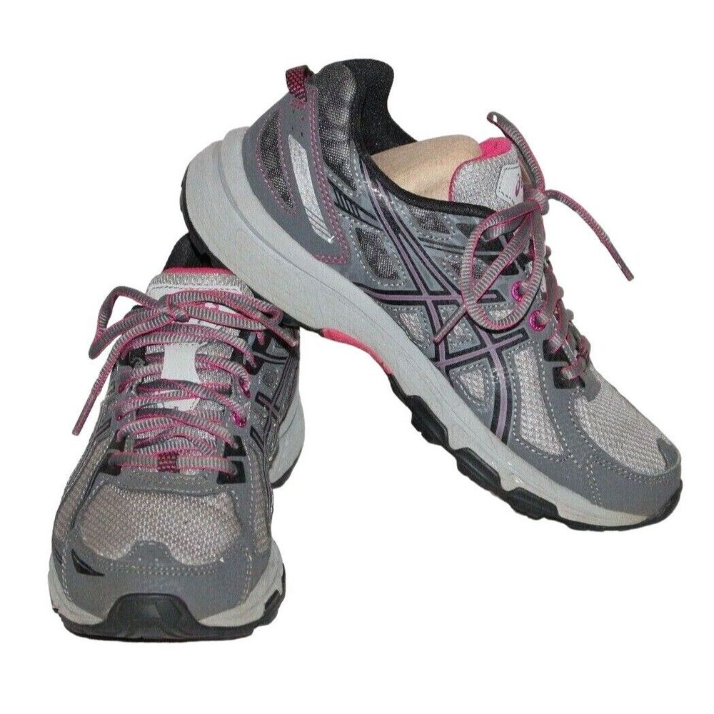 Asics Gel Venture Women's Athletic Shoes Size 6.5D (T7G7N) Gray/Raspberry NICE